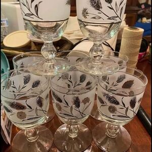 Vintage Libbey Wine Or Water Goblets. Frosted Wheat